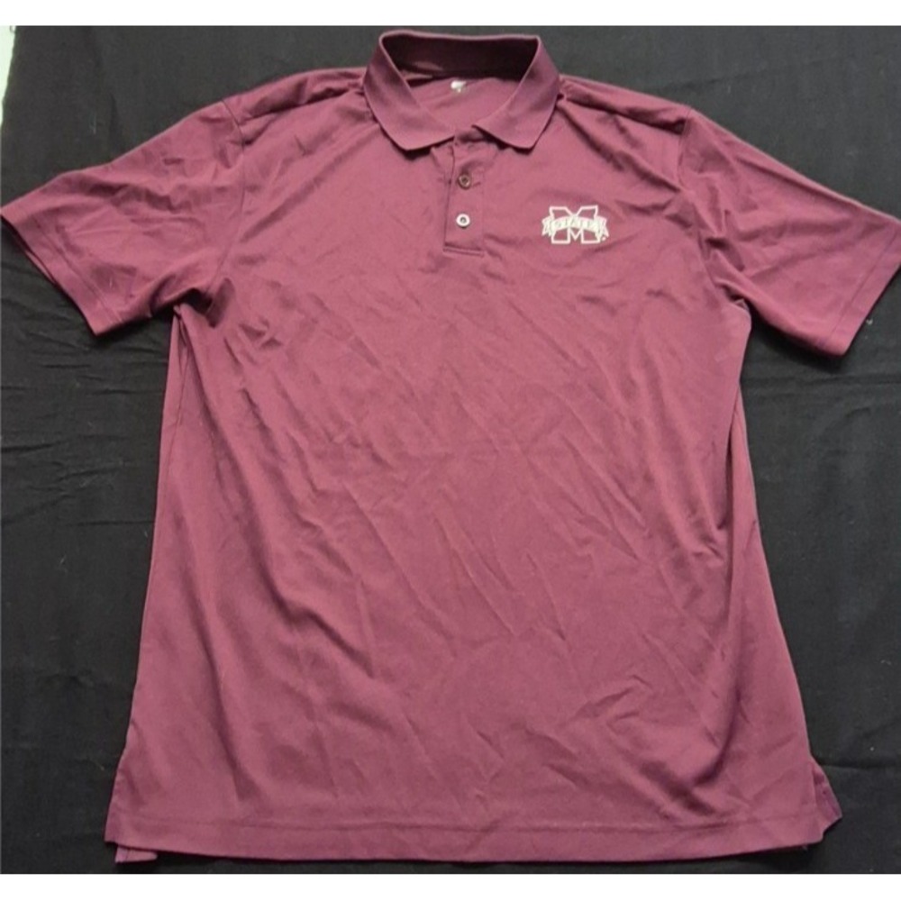 Mississippi State Bulldog men's solid maroon polo shirt logo LG game day